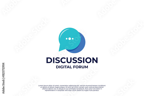 Colorful bubble chat logo design. Discussion logo template