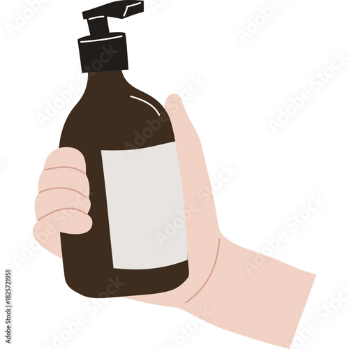 Hand Holding Shampoo or Soap Bottle