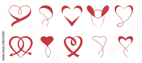 Elegant calligraphy heart shape vector set for Print, wedding invitation and valentine's day design.