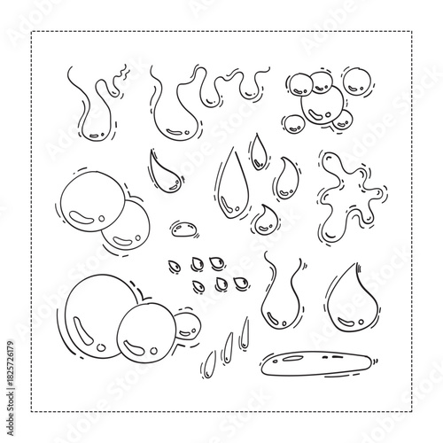 hand drawn water drop, water drop icon, doodle raindrop