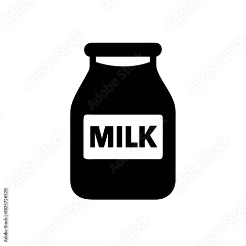 Vintage milk jar silhouette with simple classic label in retro inspired style Vector illustration