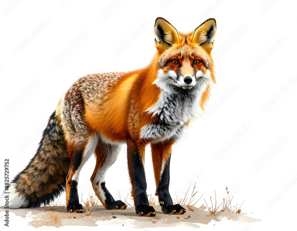 Obraz premium Digitally painted red fox in a realistic, nature-inspired depiction