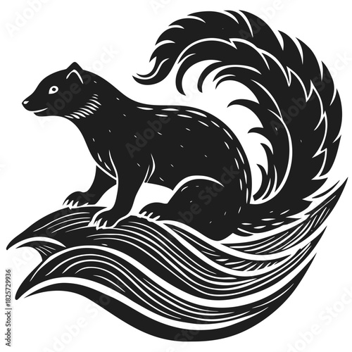 Stylized stoat vector graphic illustration for design element