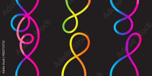 Abstract colorful infinity symbol pattern on black background