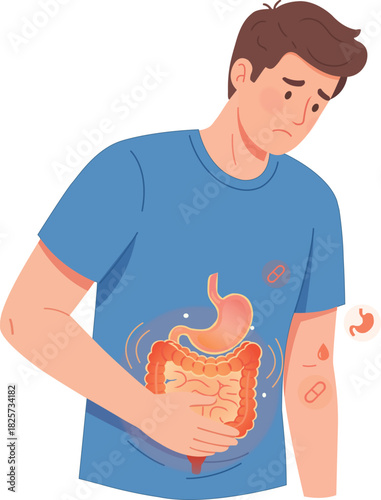 Man with Digestive Problems stomach ache