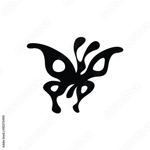simple silhouette of a beautiful flying butterfly logo vector