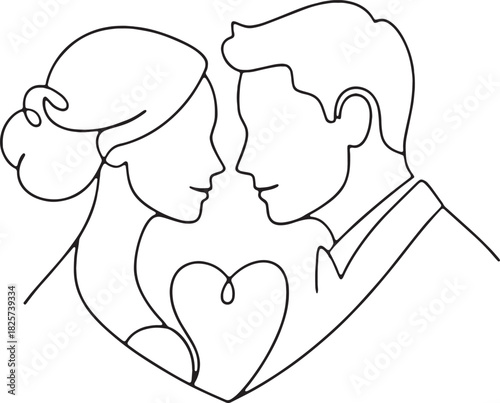 Minimalist Wedding Couple Line Art