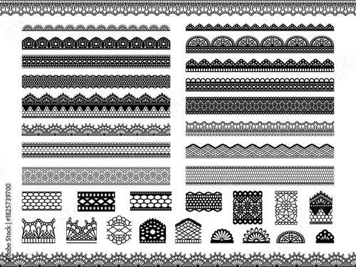 黒色のレースのラインのベクター素材セット