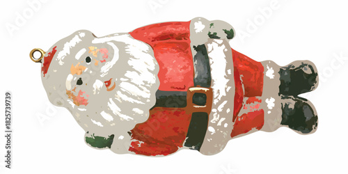 Vintage santa claus christmas ornament with red suit and white beard