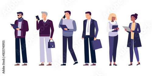 Diverse group of business people standing together in professional attire