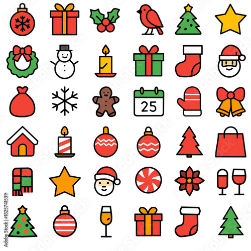Christmas Flat Icon Set