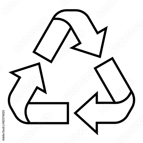 recycle symbol line icon with editable stroke