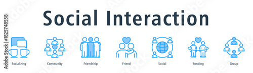 Social Interaction Web Banner Blue