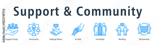 Support & Community Web Banner Blue