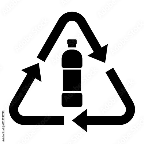 plastic bottle inside recycle symbol glyph icon