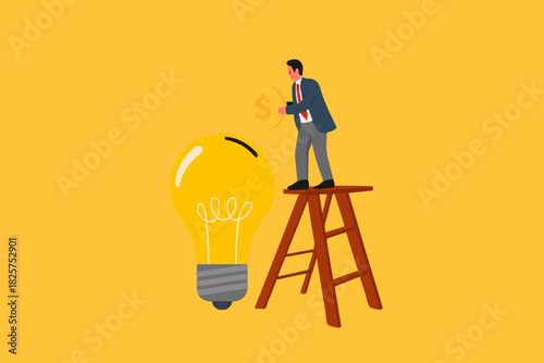 funding new innovative project, investing or VC venture capital to support business startup idea, raising funds to start a business, businessman inserts gold coins into business light bulb idea
