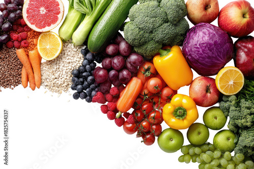 Wallpaper Mural A vibrant assortment of fresh fruits and vegetables arranged artfully Torontodigital.ca