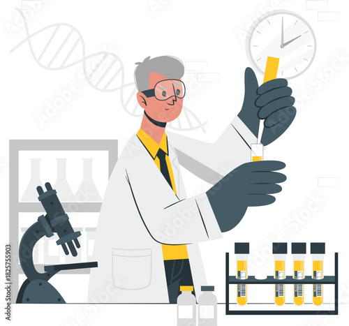 Scientist in lab coat conducting experiment