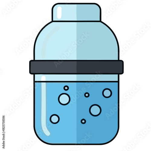 Chemistry Liquid Bottle Vector Illustration. Flat Icon of Lab Reagent or Water Drink Container for Science, Health, and Chemical Graphics 