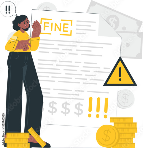 Woman, fine, money, warning
