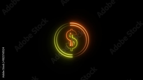 Wallpaper Mural Glowing neon dollar icon animation on black background. US currency us coin sign neon symbol. Money exchange concept, Financial focus and wealth concept, business money profit sign.4k video Torontodigital.ca