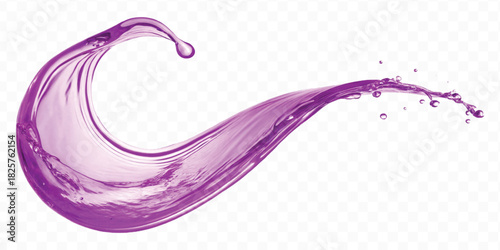 realistic smooth liquid clean water splash in different color and curve style isolated on  transparent background