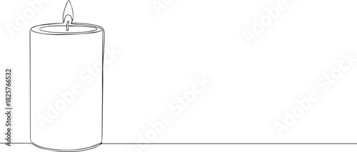 Minimalist line art illustration of a candle in a glass holder