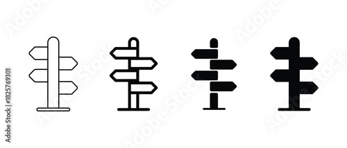 Direction signpost vector set, Road signs and wayfinding
