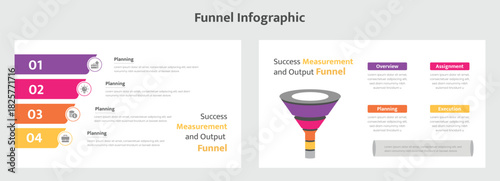 Colorful Funnel Diagram for Success Measurement with Four Planning Steps Infographic Presentation