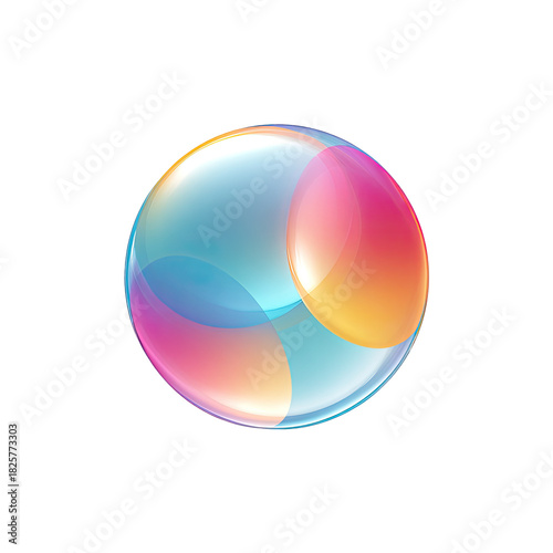 Translucent sphere with colorful, glowing inner layers against black