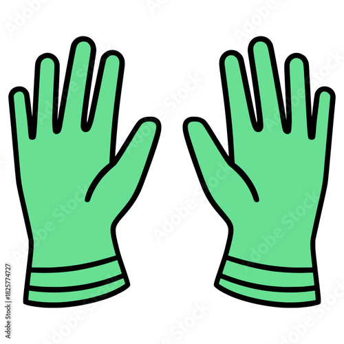 medical hand gloves hygiene clean flat color vector illustration template design