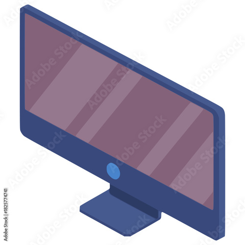 desktop monitor computer screen flat color vector illustration template design