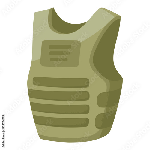 bulletproof vest safety protection body armor flat color vector illustration template design