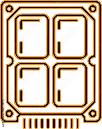 Computer ram module with four memory chips icon