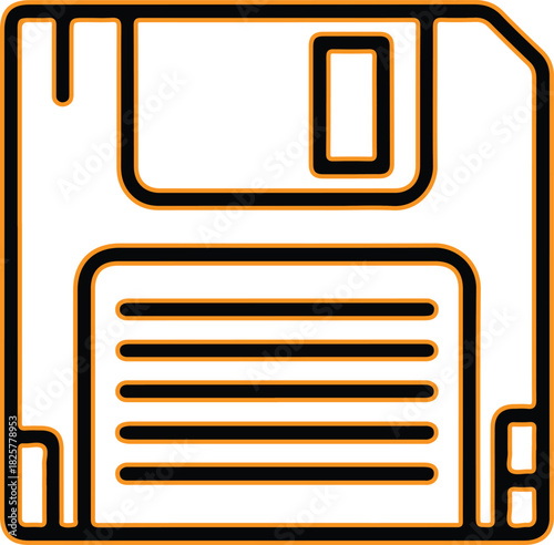 Retro floppy disk icon for saving data and information
