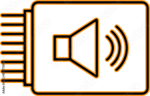 Audio speaker icon with sound waves and pins