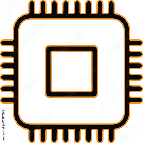 Stylized microchip icon with square center and pins