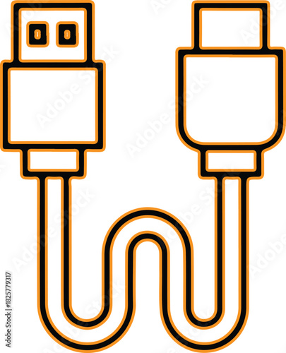 Modern usb c cable with two connectors for charging