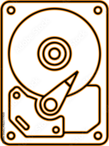 Outline of a computer hard drive disk icon
