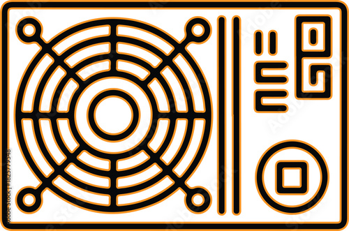 Computer power supply unit with fan and connectors