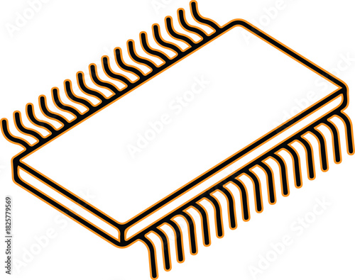 Isometric view of a white rectangular microchip with pins