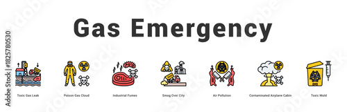 Gas Emergency Modern and clean web banner illustration featuring thematic icons for visual communication