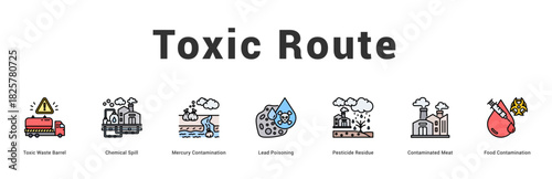 Toxic Route Modern and clean web banner illustration featuring thematic icons for visual communication