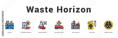 Waste Horizon Modern and clean web banner illustration featuring thematic icons for visual communication