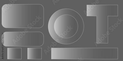Liquid glass smartphone interface isolated. White ui light frame square and circle banner with shine stroke. Control center widget for smartphone and web app, vector illustration.