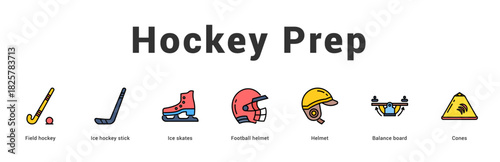 Hockey Prep Modern and clean web banner illustration featuring thematic icons for visual communication