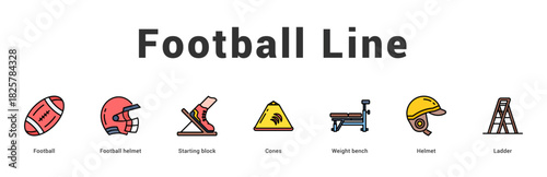 Football Line Modern and clean web banner illustration featuring thematic icons for visual communication