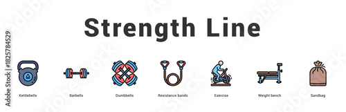 Strength Line Modern and clean web banner illustration featuring thematic icons for visual communication