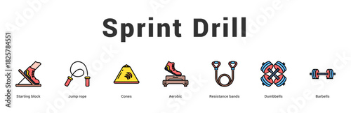 Sprint Drill Modern and clean web banner illustration featuring thematic icons for visual communication