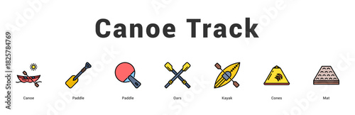 Canoe Track Modern and clean web banner illustration featuring thematic icons for visual communication